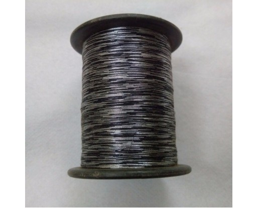 BLACK & SILVER - Spool of Shiny Metallic Thread Yarn - For Crochet Sewing Embroidery Handwork Artwork Jewelry